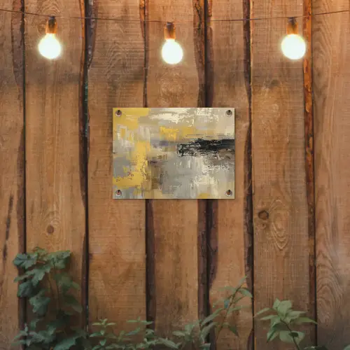 Abstract - Geel - Modern - Beige tuinposter los doek klein -sfeer1
