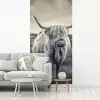 Schotse hooglander - Dieren - Wolken - Koe - Natuur fotobehang vinyl groot -woonkamer
