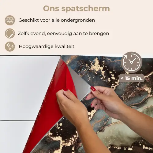 Marmer - Goud - Groen keuken achterwand spatscherm klein -spatscherm_NL
