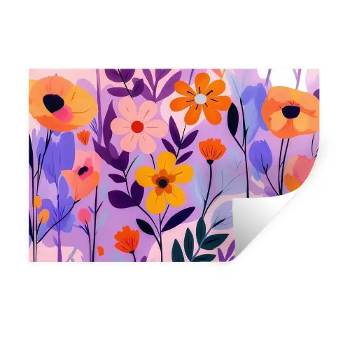 Bloemen - Kleurrijk - Bladeren Muursticker klein -3d