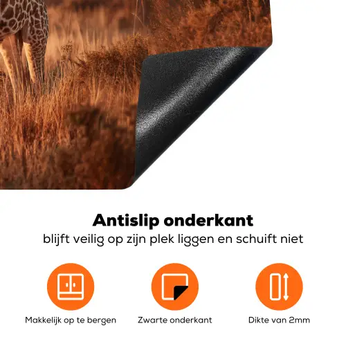 Giraffen - Hoog gras - Acaciabomen Inductie beschermer vinyl 3mm klein -zzzzzzz-td-onderkant