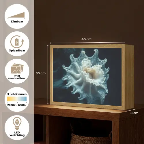 Zeewezen - Wit - Golven - Water Light Box met batterij (Wandlamp) middel -USP_websiteoverzichtNL
