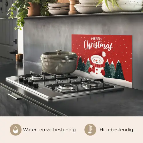 Kerstgroet - Sneeuw - Rood keuken achterwand spatscherm klein -usp_NL