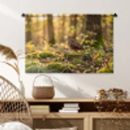 Houtsnip - Bos - Bladeren - Herfst - Gecamoufleerd Wandkleed katoen middel -sfeer5