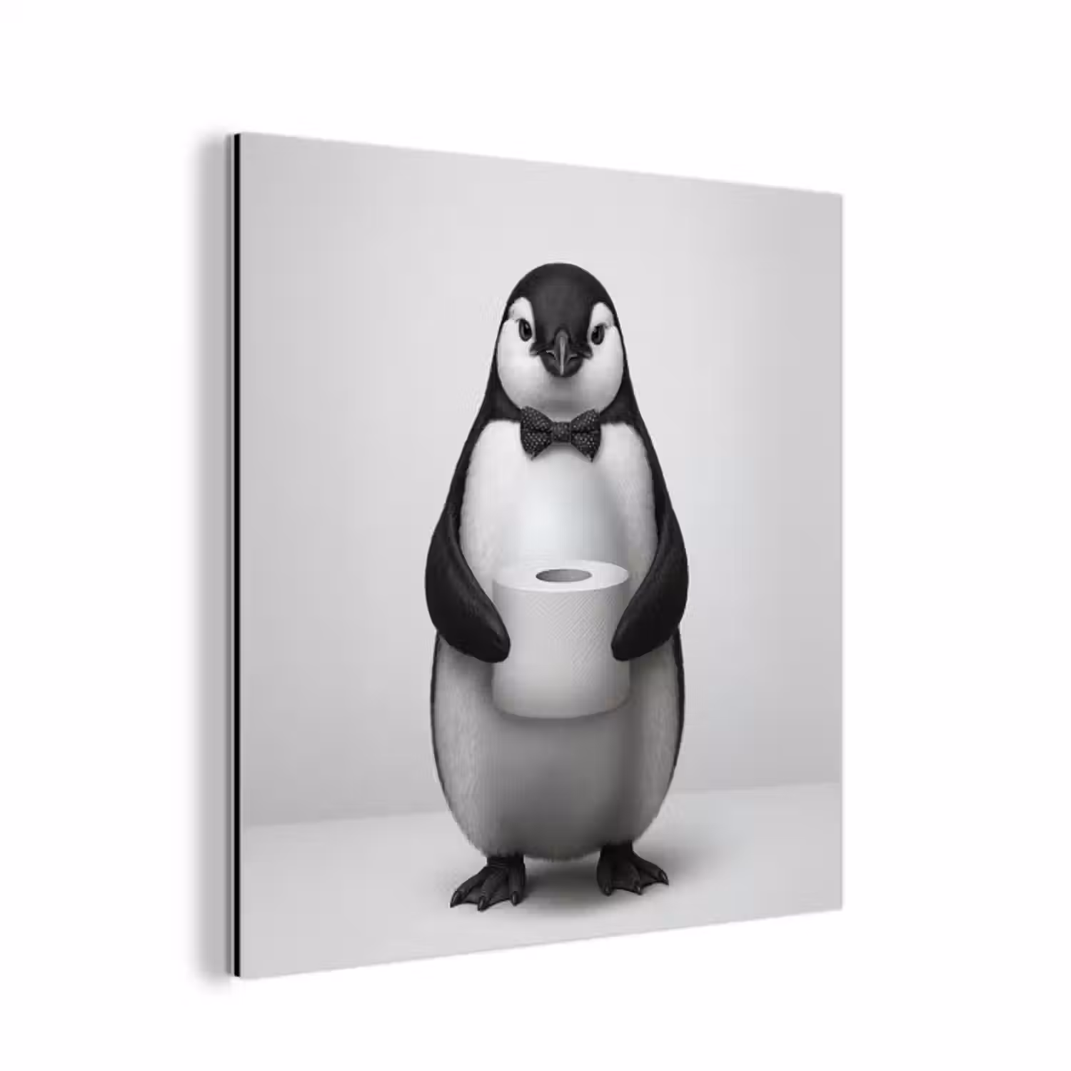 Aluminium schilderij - Pinguïn - WC rol - Wit