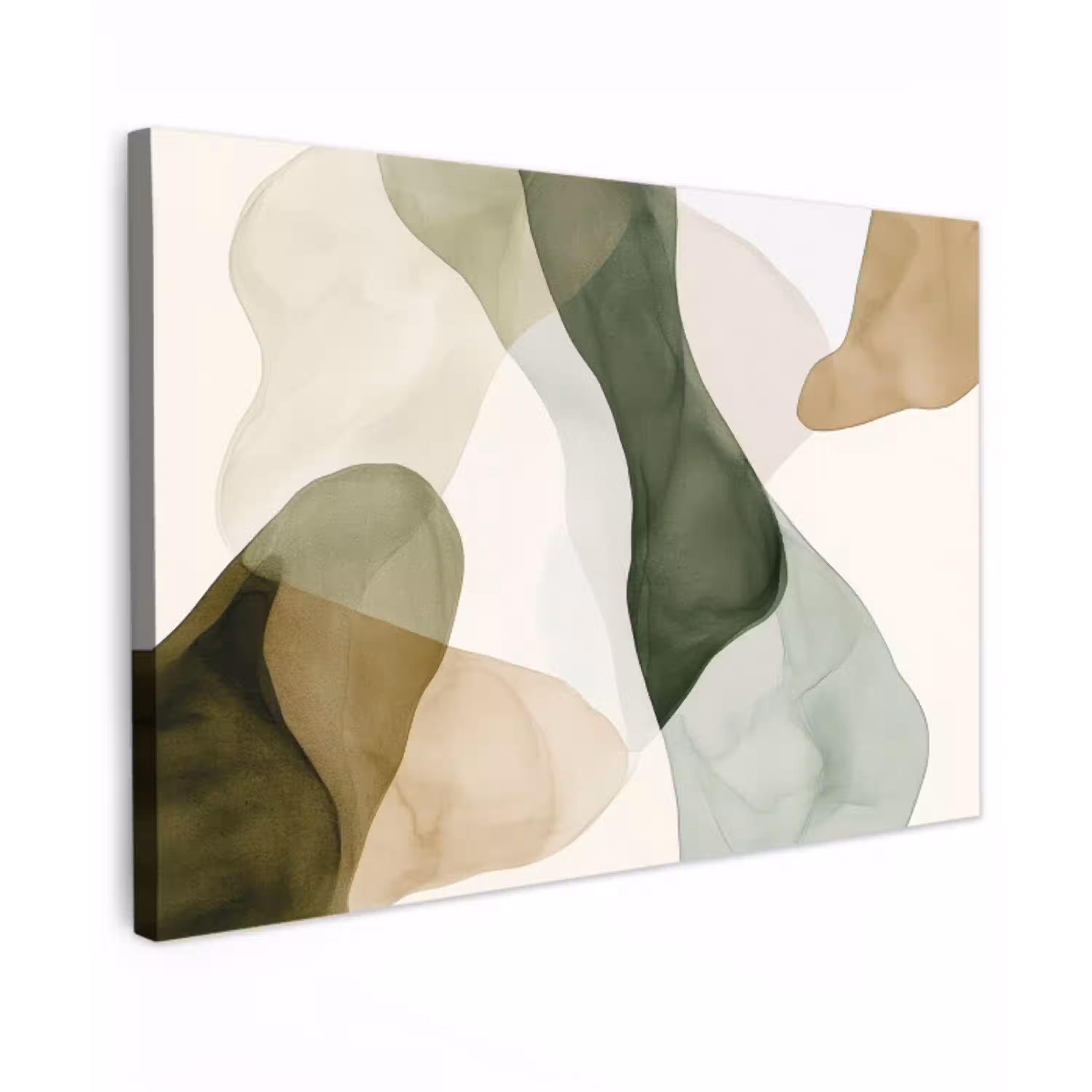 Japandi - Abstract - Groen Tuinposter op houten frame 2 cm dik klein -3d