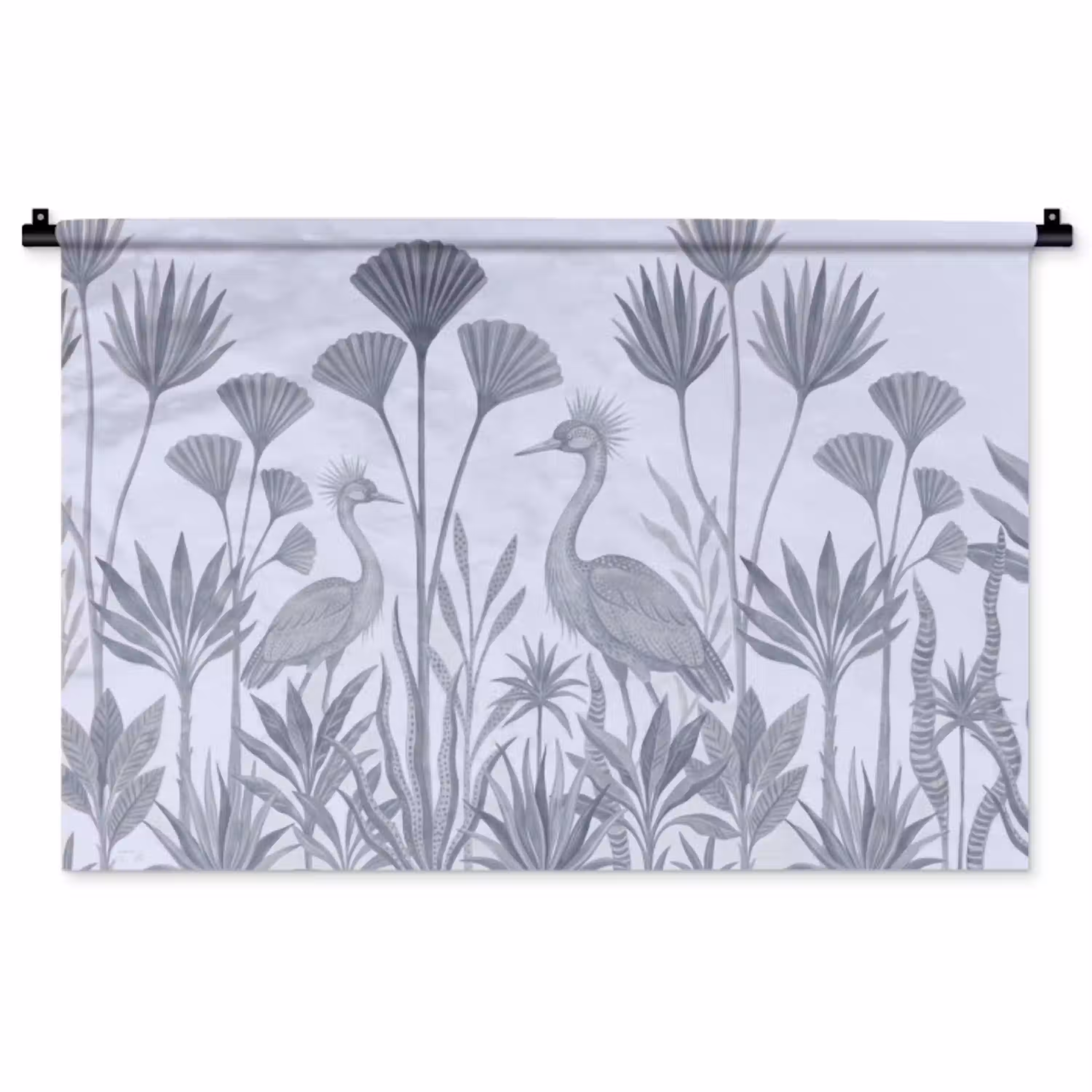 Vogel - Tropisch - Illustratie - Blauwgrijs - Natuur Wandkleed katoen middel -zz3d