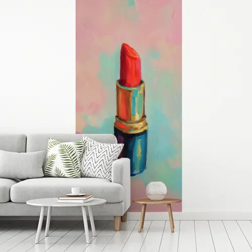 Lippenstift - Rood - Penseelstreken fotobehang vinyl groot -woonkamer