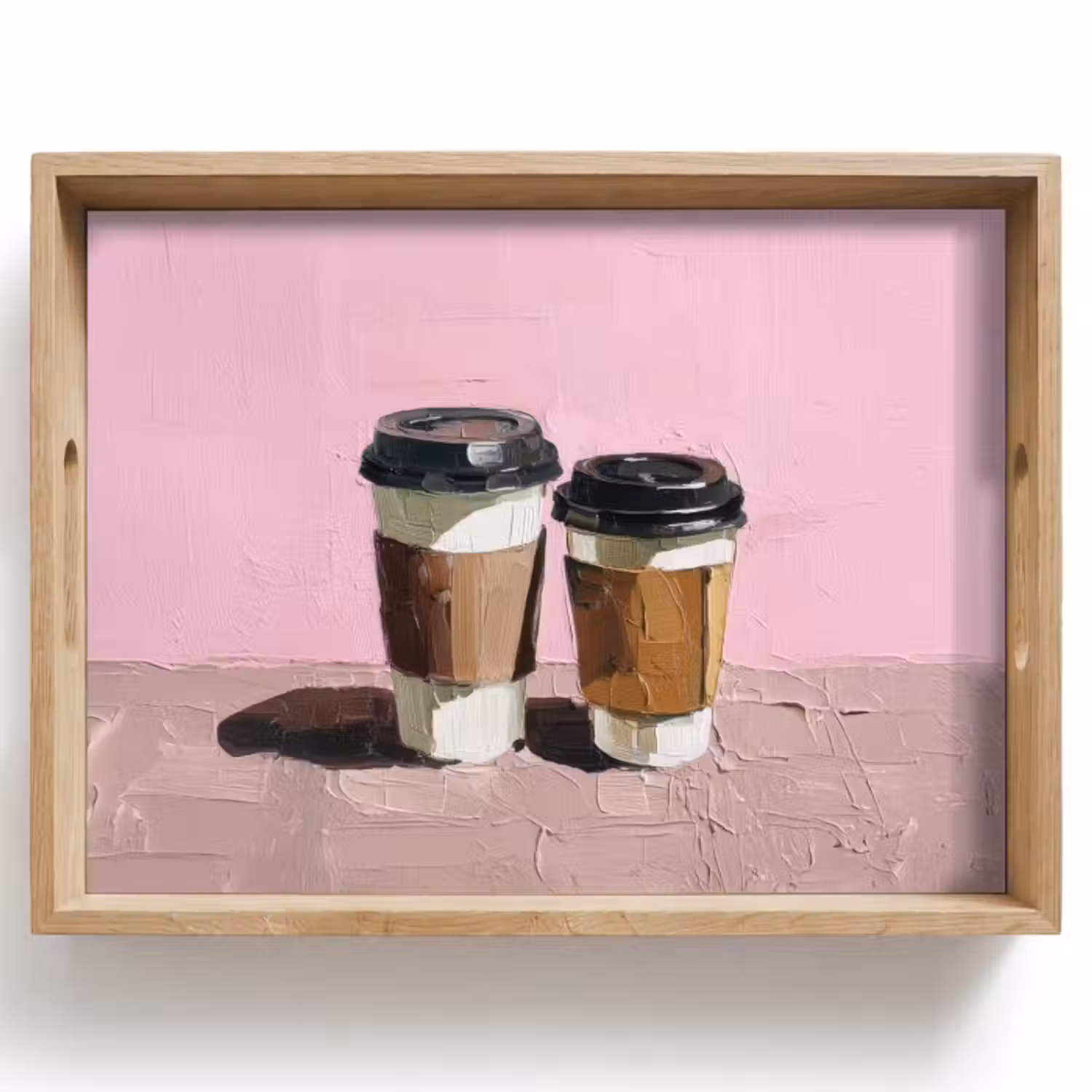 Dienblad - Koffiebekers - Deksel - Verf - Textuur