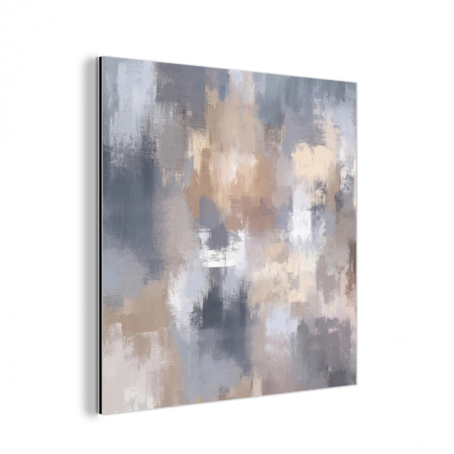 Penseelstreken - Schilderij - Beige aluminium wit klein -3d