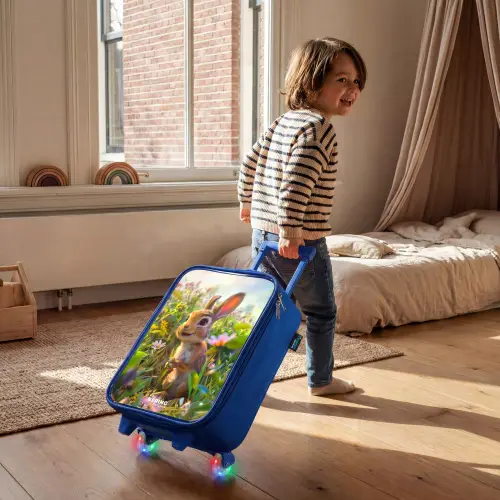 Kareltje konijn Kinderkoffer - Blauw klein -sfeer1