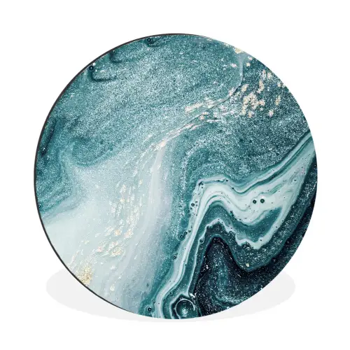 Edelstenen - Blauw - Natuur - Marmer - Abstract Wandcirkel aluminium klein -3d