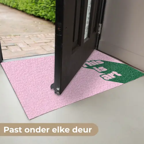 Groen - Teskt - This is art - Roze Deurmat klein -USP_NL