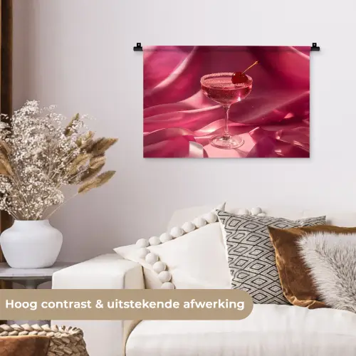 Cocktail - Pink - Luxe Wandkleed katoen klein -sfeer1