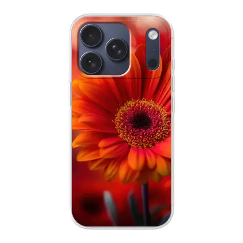 Oranje - Gerbera - Intens Telefoonhoesje iPhone 17 Pro klein -3d