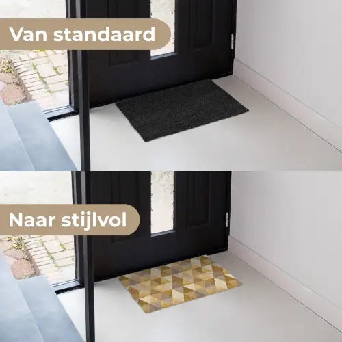 Geometrisch - Driehoek - Goud Deurmat klein 898 -voor-na_NL