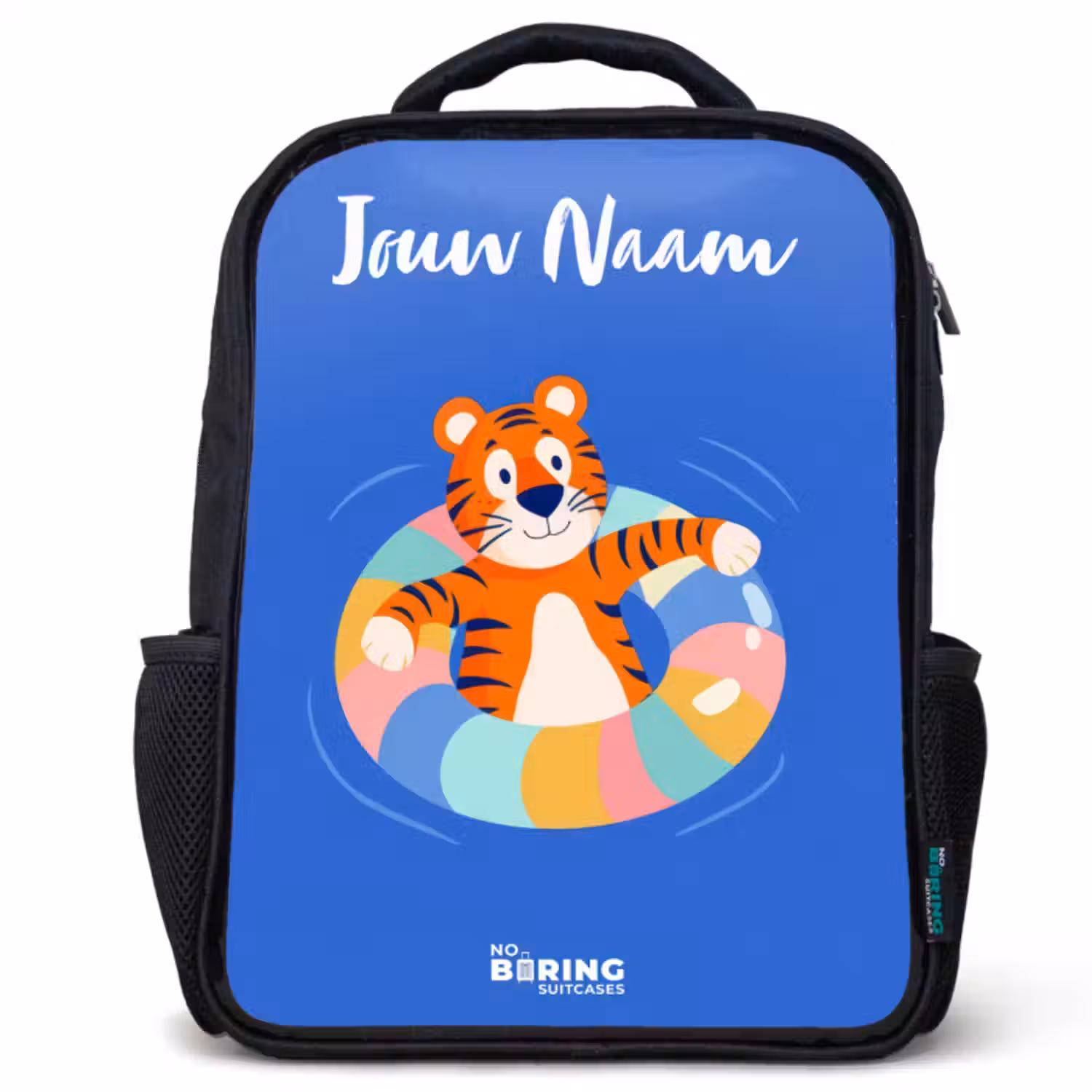 Kinderrugzak met naam - Zwart - Tijger - Zwemband - Water