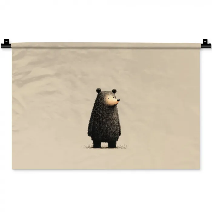Beer - Donkerbruin - Minimalistisch Wandkleed katoen klein -zz3d