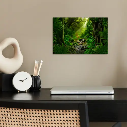 Jungle - Water - Bladeren - Zon - Natuur poster papier klein -sfeer1