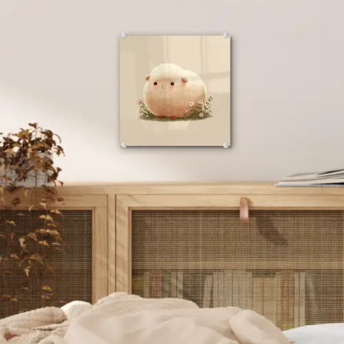 Schaap - Beige - Bloemen plexiglas 5mm klein -sfeer4