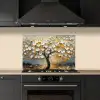 Boom - Bloemen - Goud - Beige keuken achterwand spatscherm klein -sfeer1