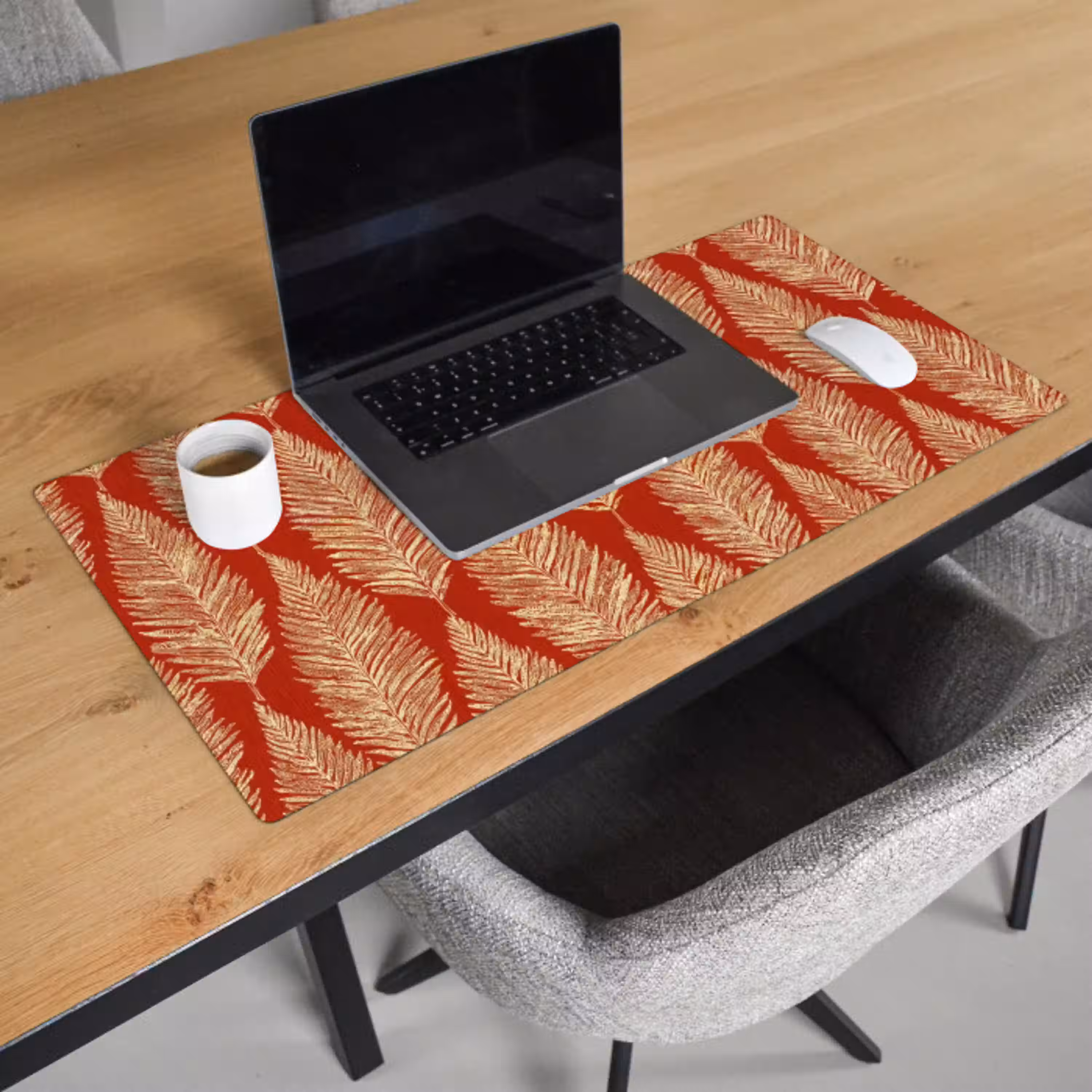 Rood - Botanisch - Varen - Patroon Muismat XXL klein 681 -sfeer1