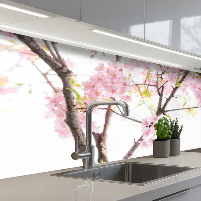 Kersenbloesem - Roze - Bloemen - Sakura - Natuur keuken achterwand 2 middel -3d_schuin