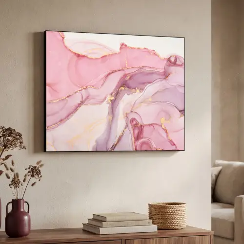Goud - Marmer - Roze Textielframe - compleet frame klein -sfeer3