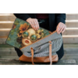 Vrouw - Bloemen - Vlinders - Natuur - Vintage laptophoes neopreen klein -tas