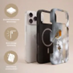 Roodborstje - Gedroogde bloem - Sneeuw - Winter - Vertederend Toughcase MagSafe Apple iPhone 17 Pro Max klein -USP_Lagen_NL
