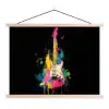 Gitaar - Kleurrijk - Verf textielposter latten blank klein -3d