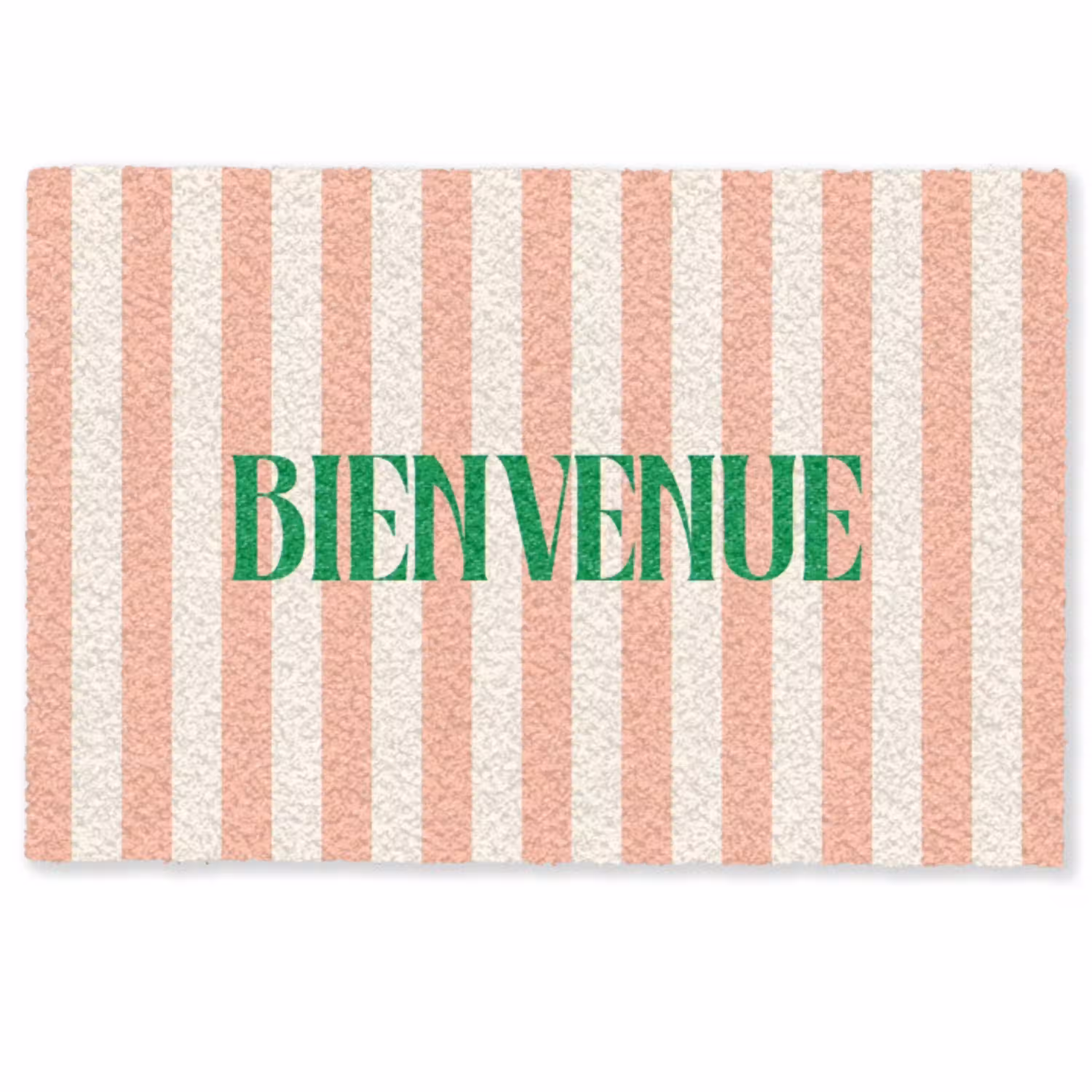 Zachtroze - Groen- Strepen - Bienvenue Deurmat klein -zkaufland3d