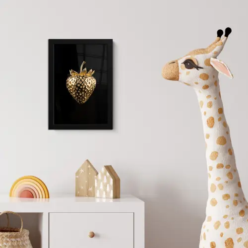 Aardbei - Goud - Zwart - Chrome fotolijst zwart zonder passe partout klein -usfeer4_kinderkamer