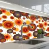 Design - Retro - Oranje - Bloemen keuken achterwand 2 middel 871 -3d_schuin