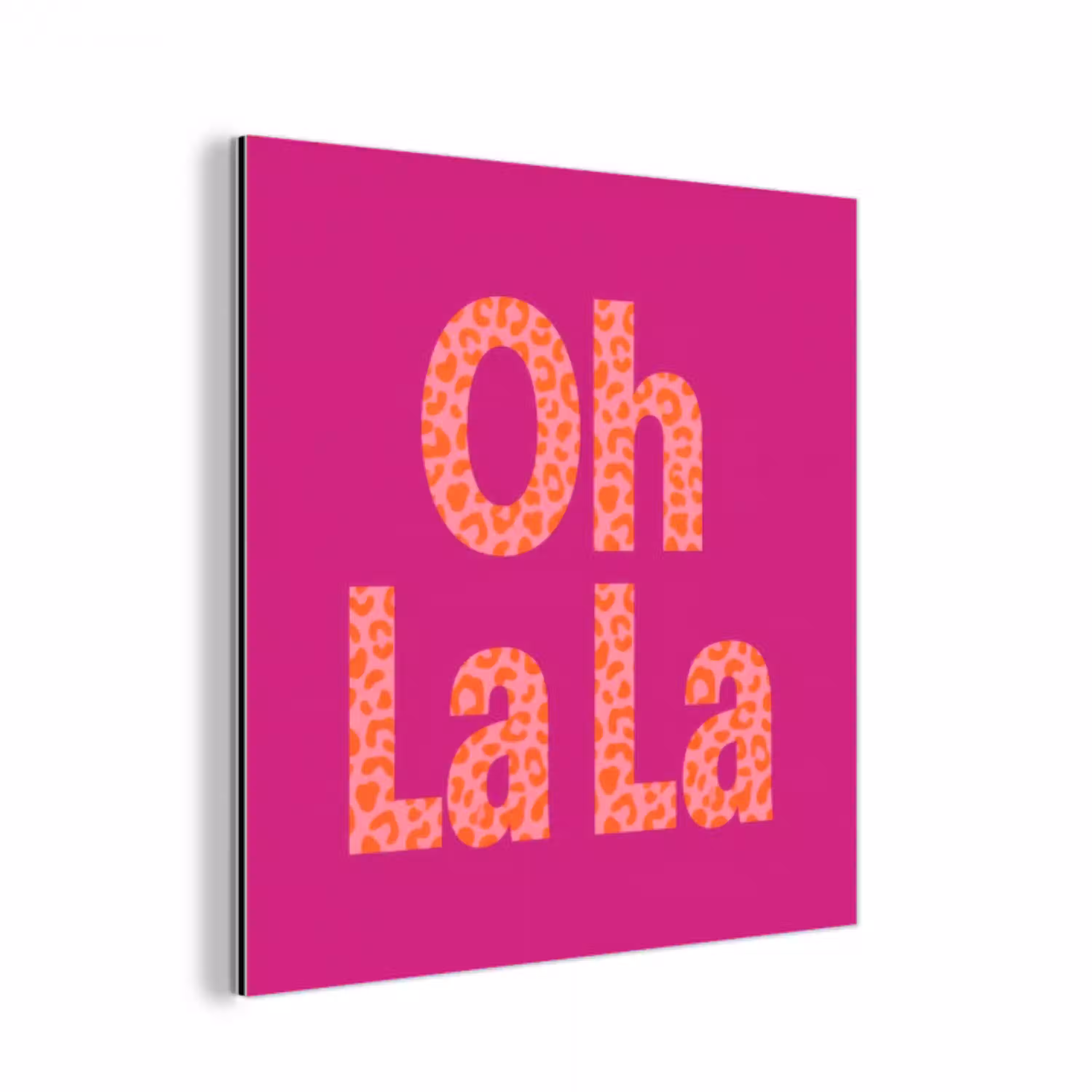 Oh la la - Luipaardprint - Roze aluminium wit klein -3d