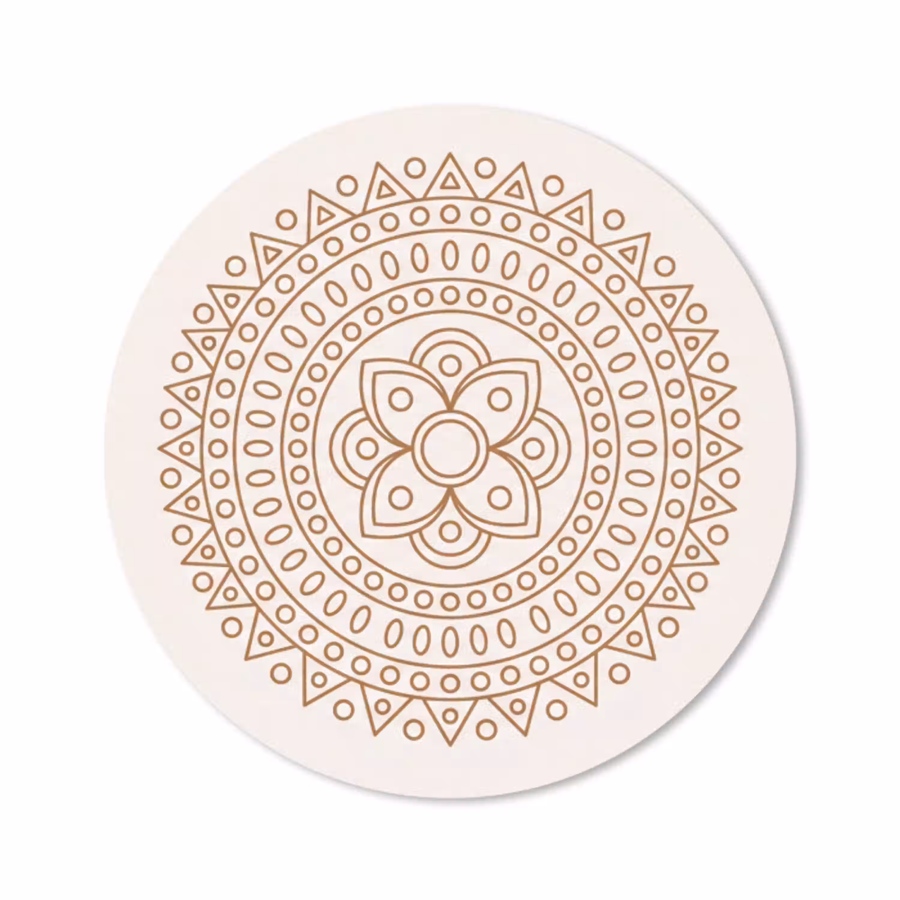Mandala - Geometrisch - Abstract - Oosters - Bruin Muismat rond klein -3d