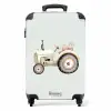 Beige vintage tractor in pastel groene kleuren NBS - Handbagage koffer - Volwassenen Unisex middel -productfoto_recht