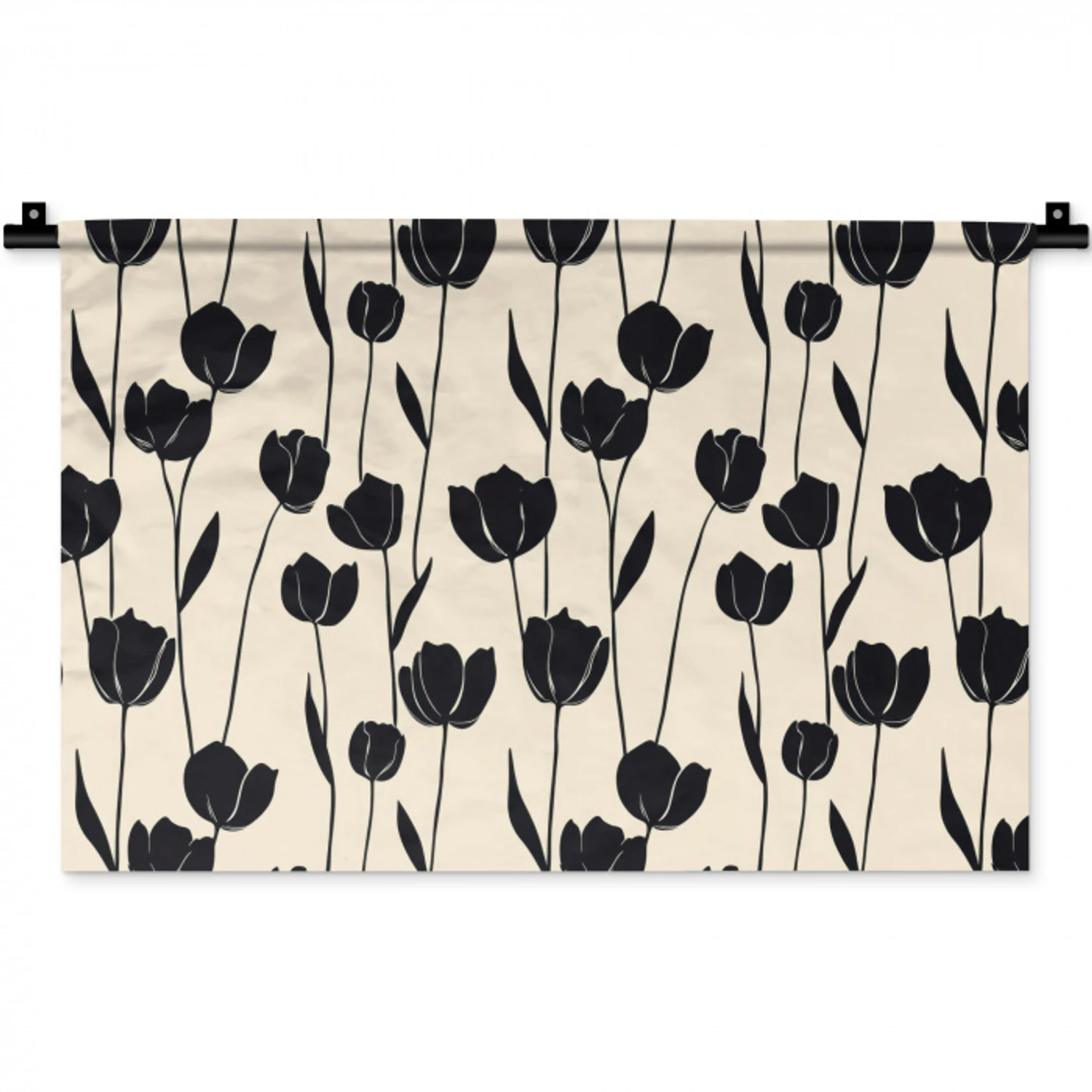 Tulpen - Patroon - Zwart Wandkleed katoen klein 269 -zz3d