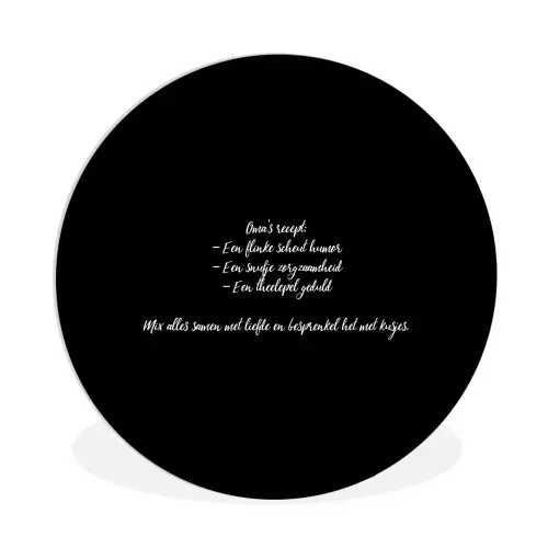 Oma's recept - Koken - Quotes - Spreuken - Oma Wandcirkel kunststof plaat 5mm dik klein -3d