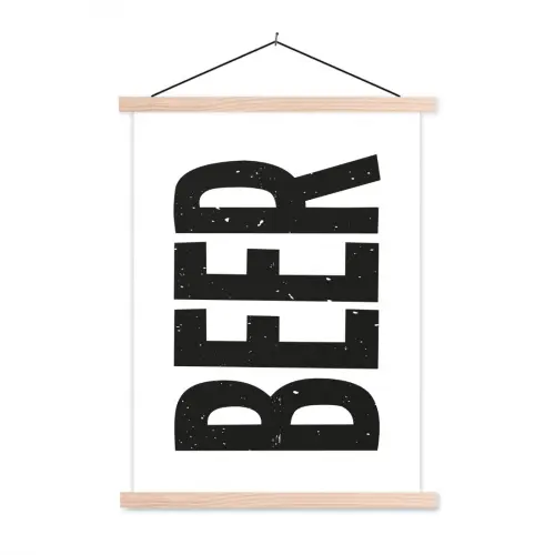 Bier - Japandi - Decoratie - Zwart textielposter latten blank klein -3d