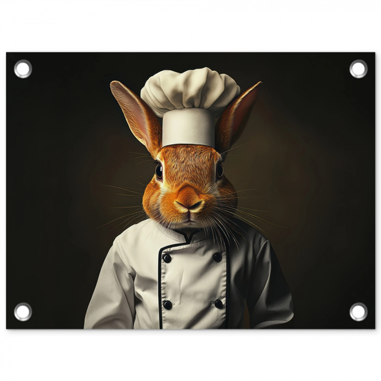 Konijn - Kok - Dier tuinposter los doek klein -3d