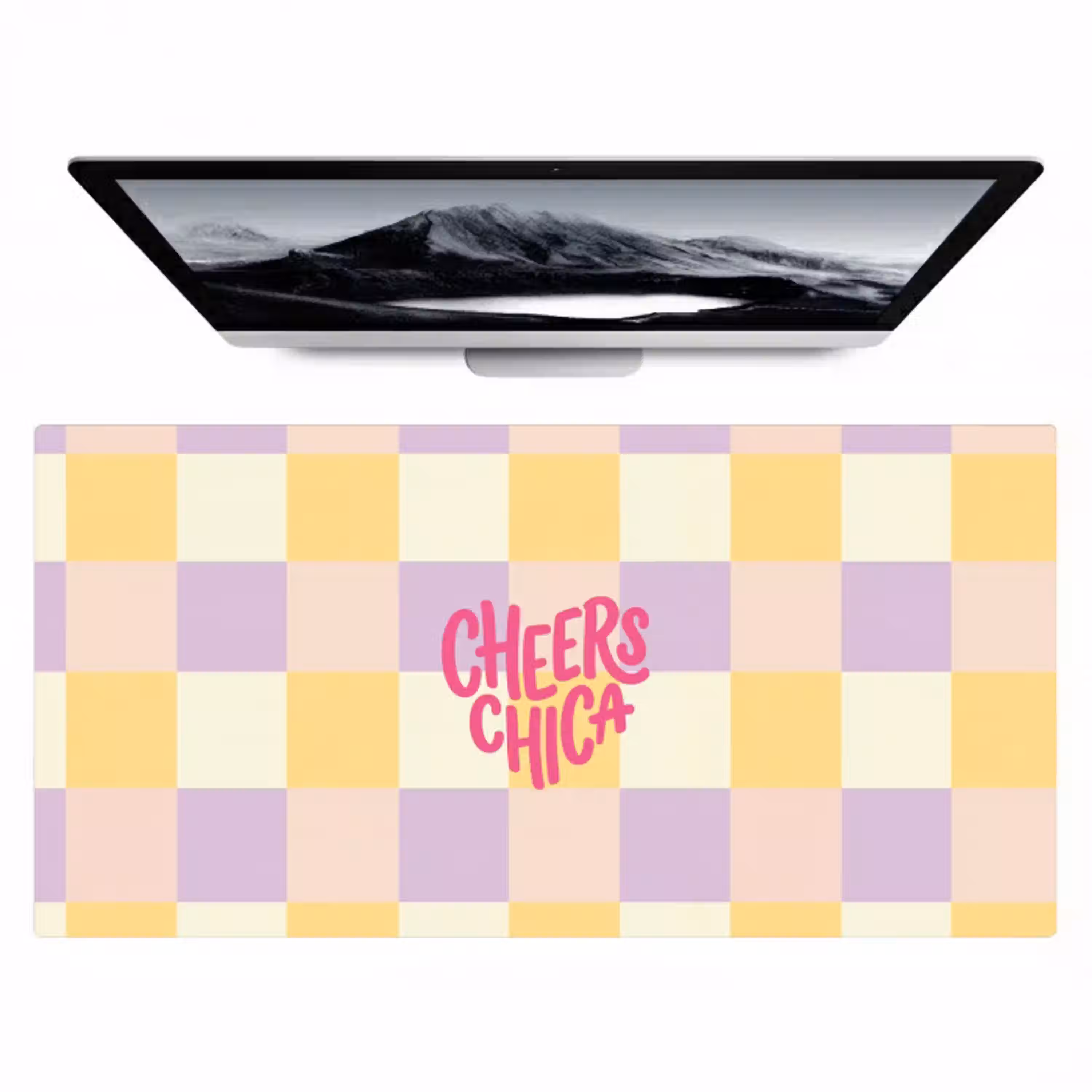 Cheers Chica - Ruitjes - Lila - Geel Muismat XXL klein -zzz3d