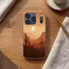 Landschap - Woestijn - Cactussen - Zon Telefoonhoesje iPhone 17 Pro klein -sfeer1