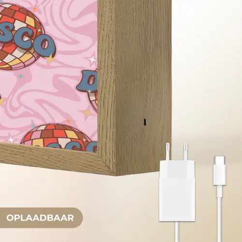 Disco - Bal - Patroon - Roze Light Box met batterij (Wandlamp) middel 907 -USP_websiteoplaadbaarNL