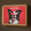 Hond - Hartjesbril - Loveyou - Rood Light Box met batterij (Wandlamp) middel -z3d_website