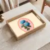 Bloemen - Blauw - Lijst - Bladeren Dienblad Rechthoek middel -sfeer1