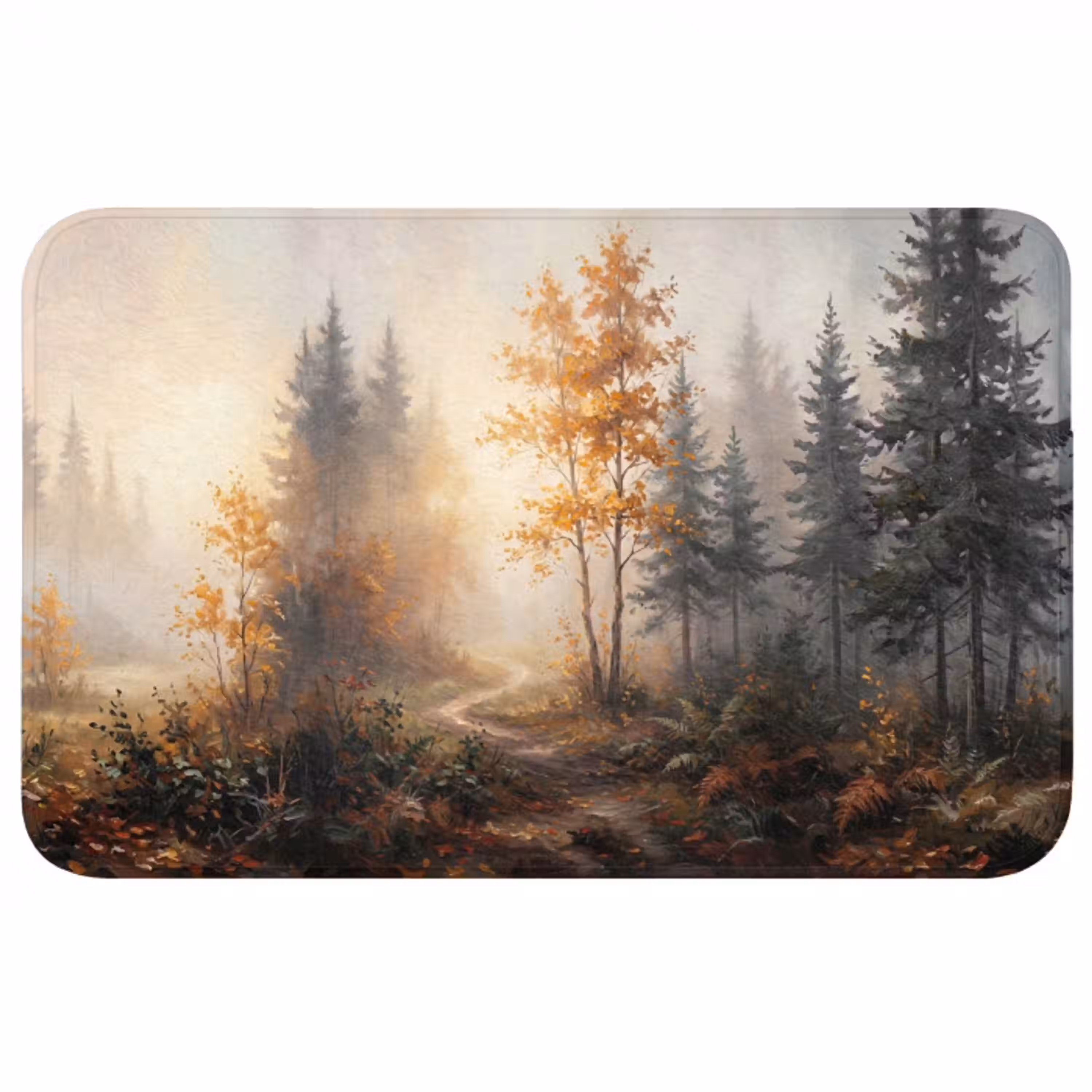 Bospad - Herfstbladeren - Natuur - Schilderachtig - Oranje Badmat middel -3d