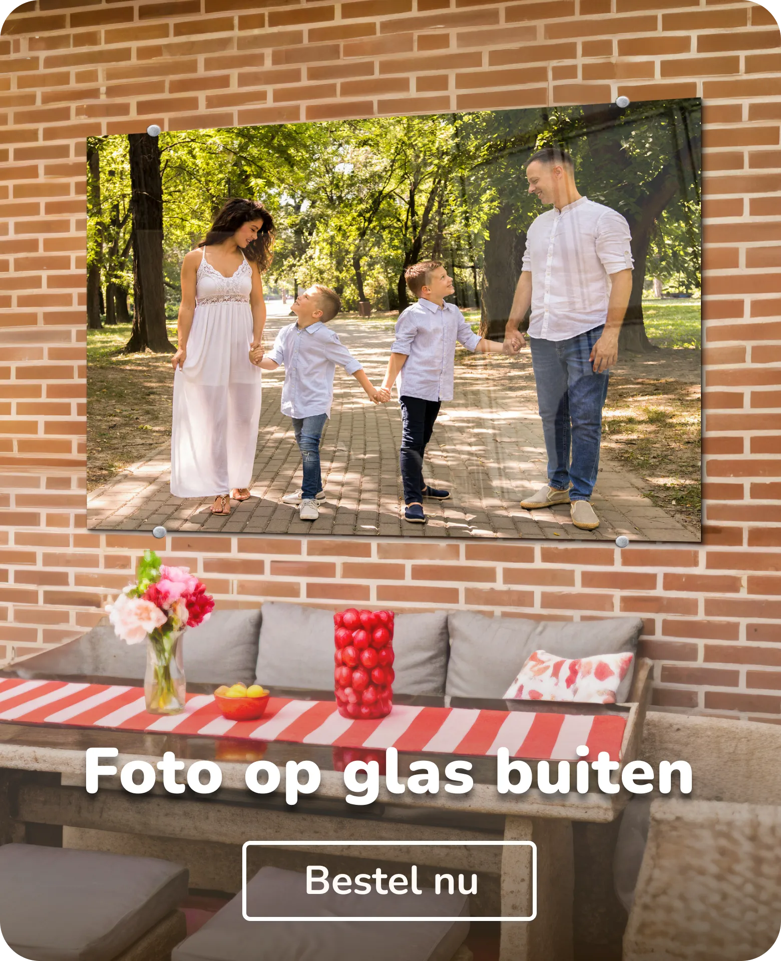 Foto op glas buiten