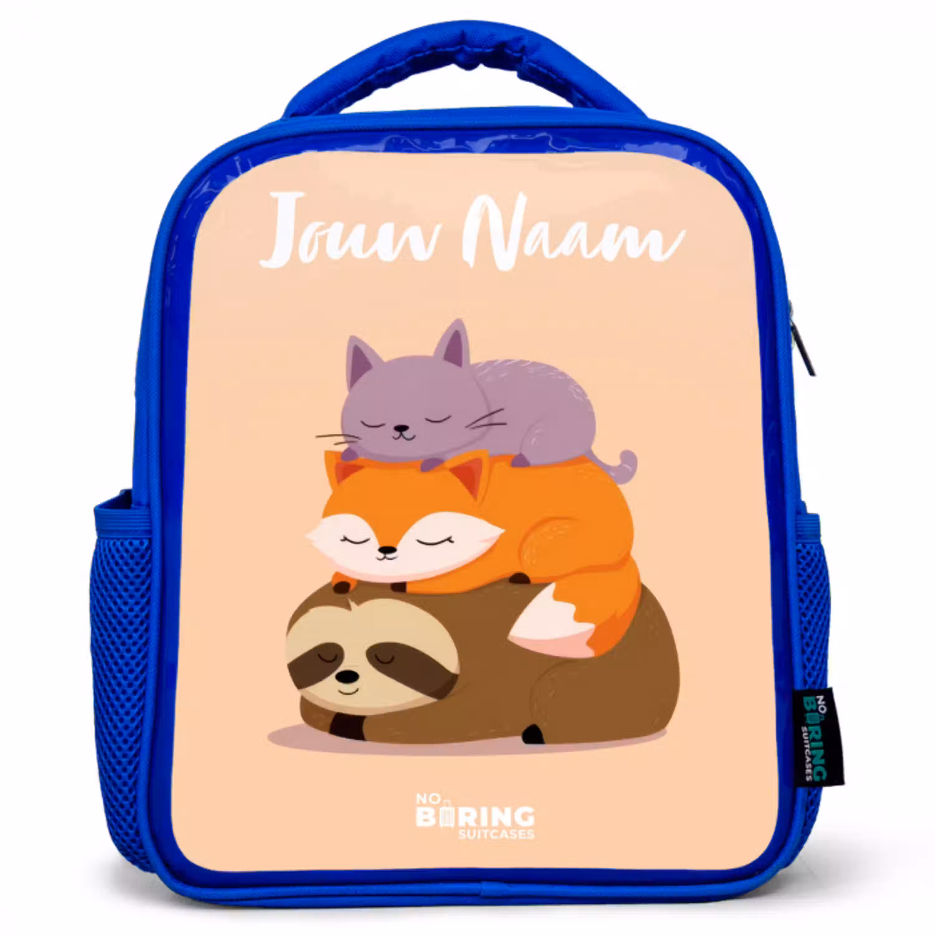 Dieren - Slapen - Samen Kinderrugzak - Blauw middel -3d