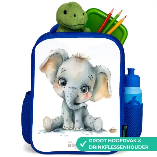 Baby olifant Kinderrugzak - Blauw middel -inhoud_NL